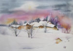 Le hameau imaginaire, aquarelle de Viviane May